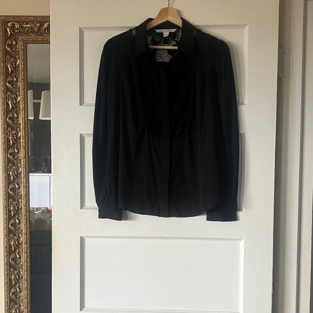 Classic and sexy all blackDVF blouse